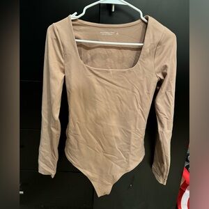 Abercrombie & Fitch Square Neck Bodysuit - Beige SMALL